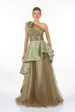 A Plus Evening Dress One Shoulder Olive Women's Dress 2313688