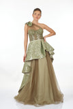 A Plus Evening Dress One Shoulder Olive Women's Dress 2313688