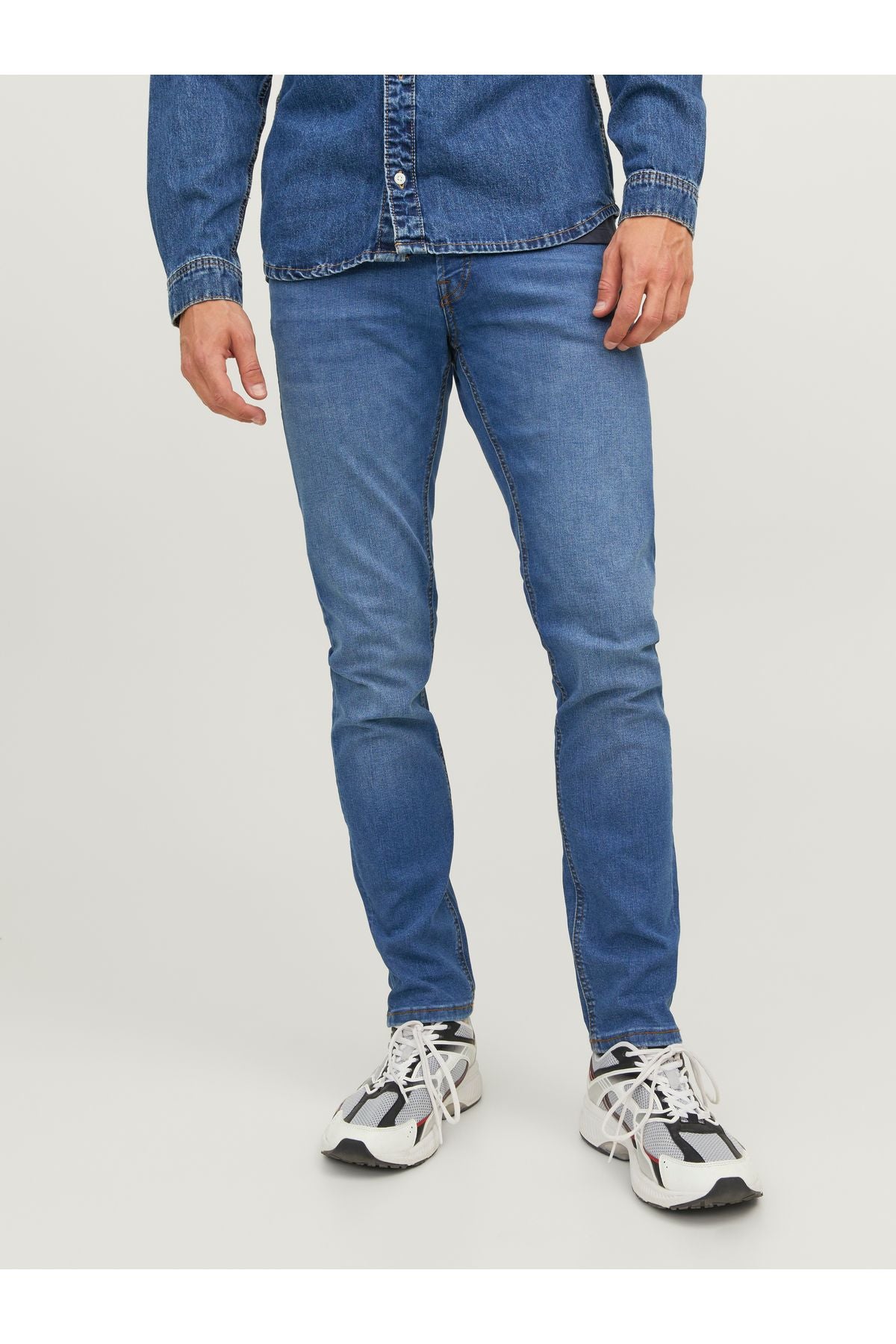 Jack&amp;Jones Slim Fit Narrow Leg Blue Men's Lycra Jeans Trousers 12243592